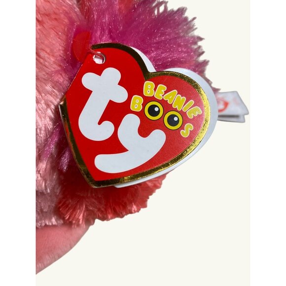 Ty Beanie Boo's Gilda Pink Flamingo 2018 Silk Plush Toy Blue Glitter Eyes - Picture 9 of 14